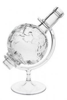 Weltkugel/Globus 500ml Glas, inkl. Plexiglas-Halterung, Mündung 19mm, Lieferung ohne Verschluss, bei Bedarf bitte separat bestellen!